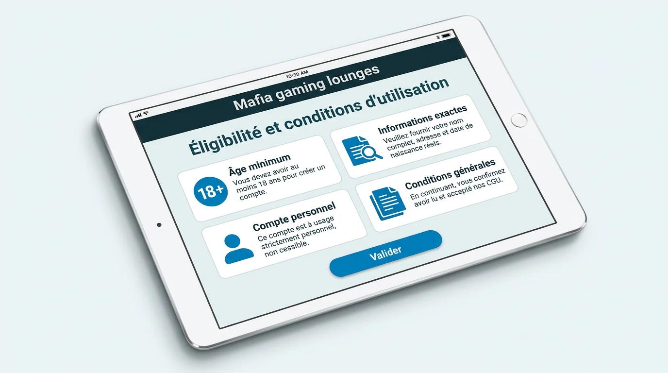Conditions pour créer un compte